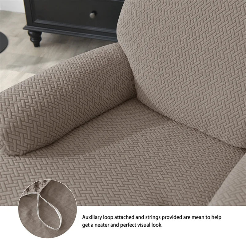 housse fauteuil inclinable gris motif géométrique moderne tissu polyestère eyelets machine wash jacquard split