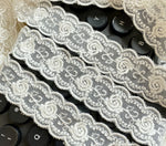 ruban dentelle motif floral blanc classique 2.3cm largeur 10mètres écologique tissu maille