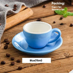 tasses céramique bleu rouge jaune moderne 75ml soucoupes réutilisables lave vaisselle sans bpa