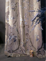 rideau floral classique beige gris bleu doré opaques salon chambre