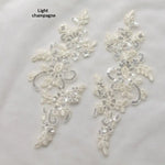 patchs tissu brodé appliques dentelle motif floral rouge bleu doré