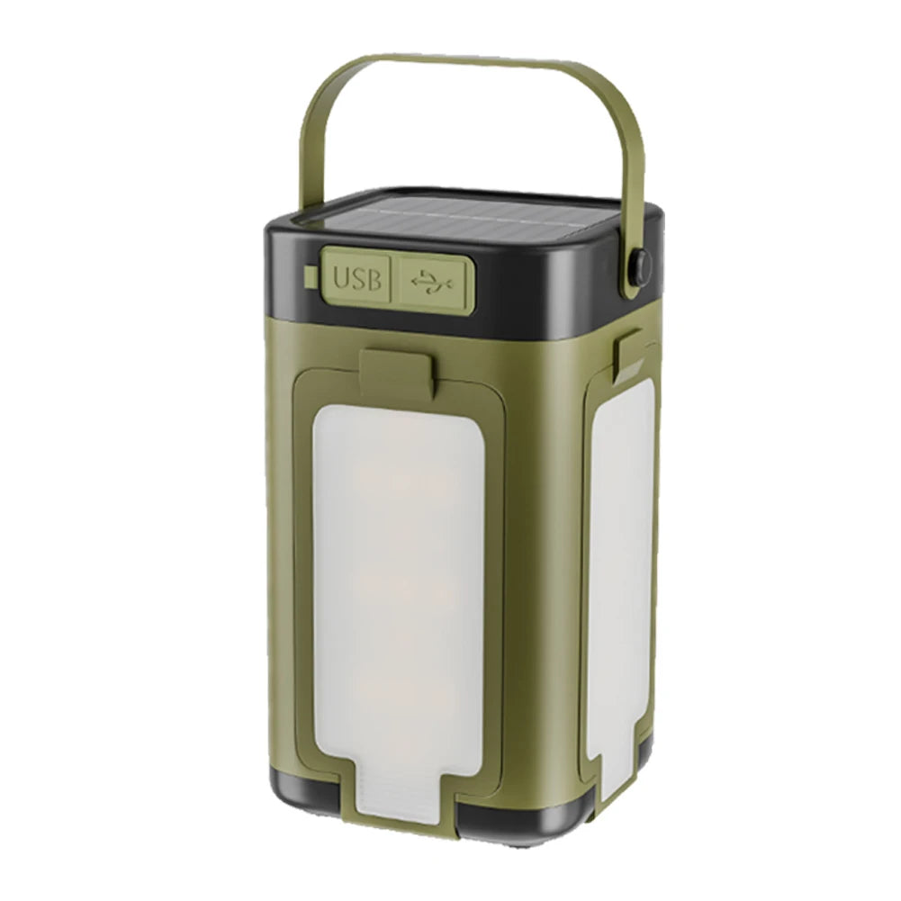 lanterne solaire rechargeable vert olive moderne poignée usb interrupteur camping