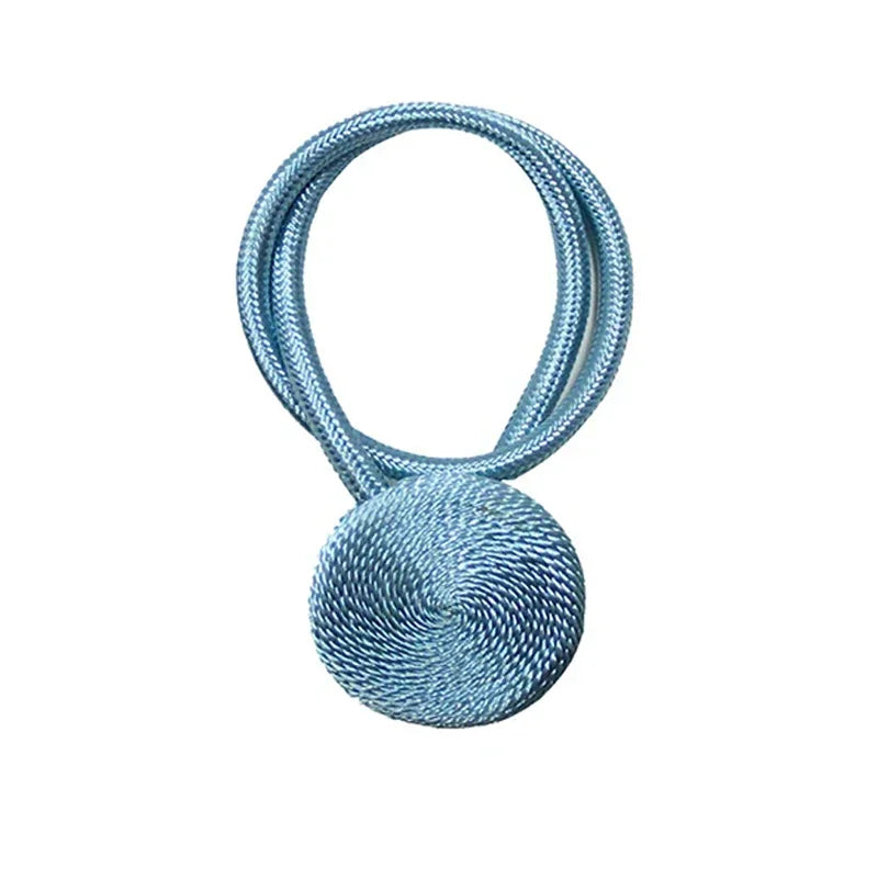 rideau moderne ruban boucle centrale polyester métal fer bleu beige doré opaque