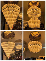 suspension lumineuse moderne blanc feuilles fines chaines minimaliste led
