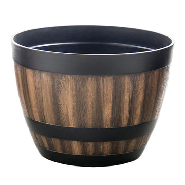 cache pot aspect bois bandes noires rustique jardin balcon plante intérieure extérieure durable robuste