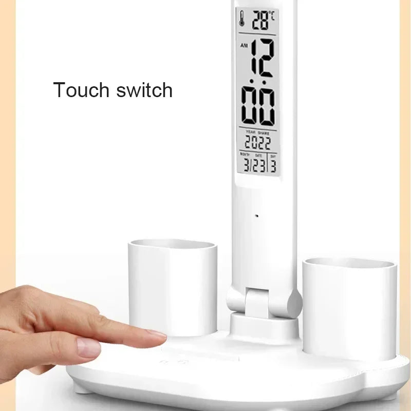 lampe led moderne affichage numérique porte stylos blanc