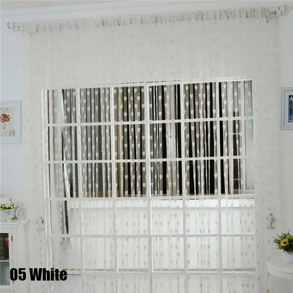 rideau decoratif franges coeurs motifs romantique translucide salon chambre moderne