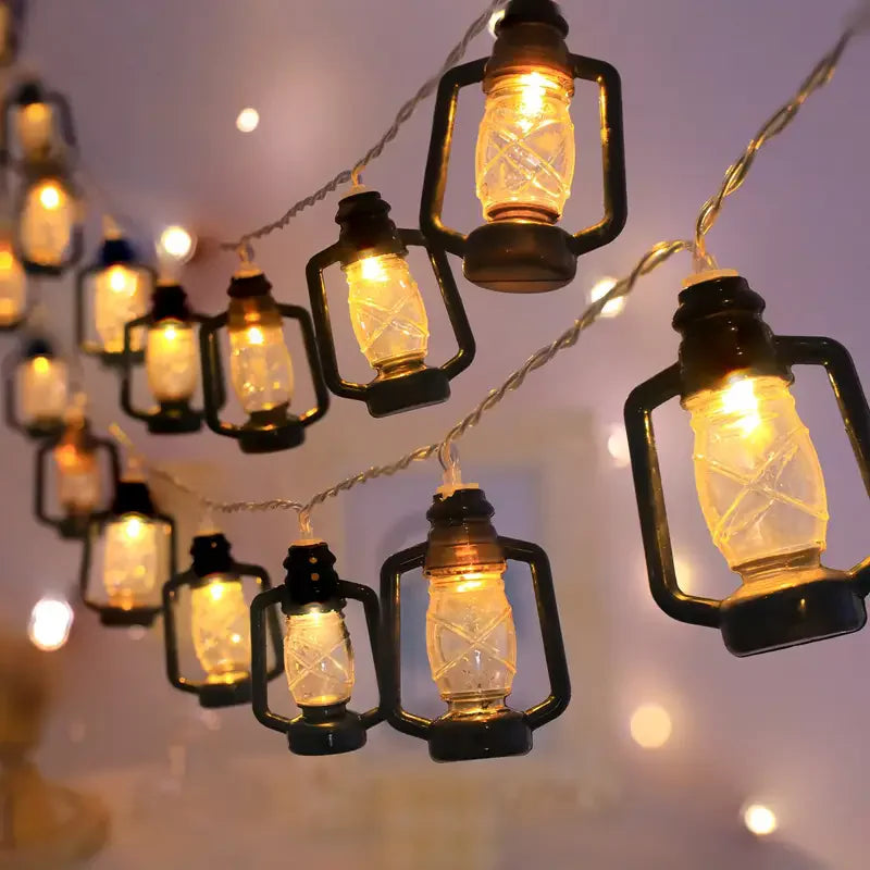 guirlande lumineuse vintage lanternes noires transparentes led jardin terrasse décoration noël halloween extérieur
