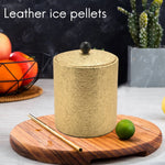 seau glaçons acier inoxydable or texture cuir pince incluse bar partie deco asiatique