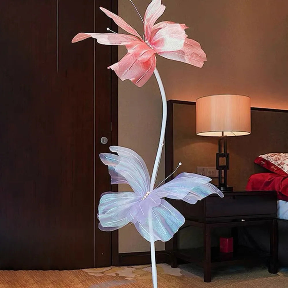décoration intérieure moderne papillon transparent effet pailleté rose blanc rouge bleuclair