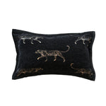 housse coussin lit motif végétal jacquard brodé élégant decoration maison noir beige adhésif