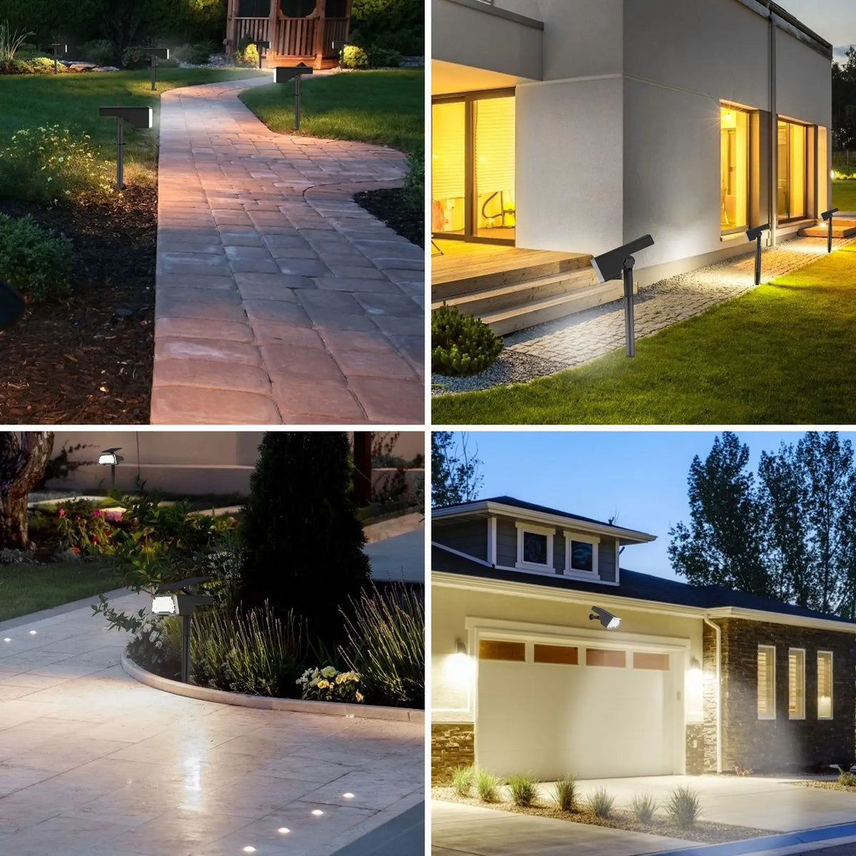 lampe solaire réglable moderne noire argentée extérieure jardin allée