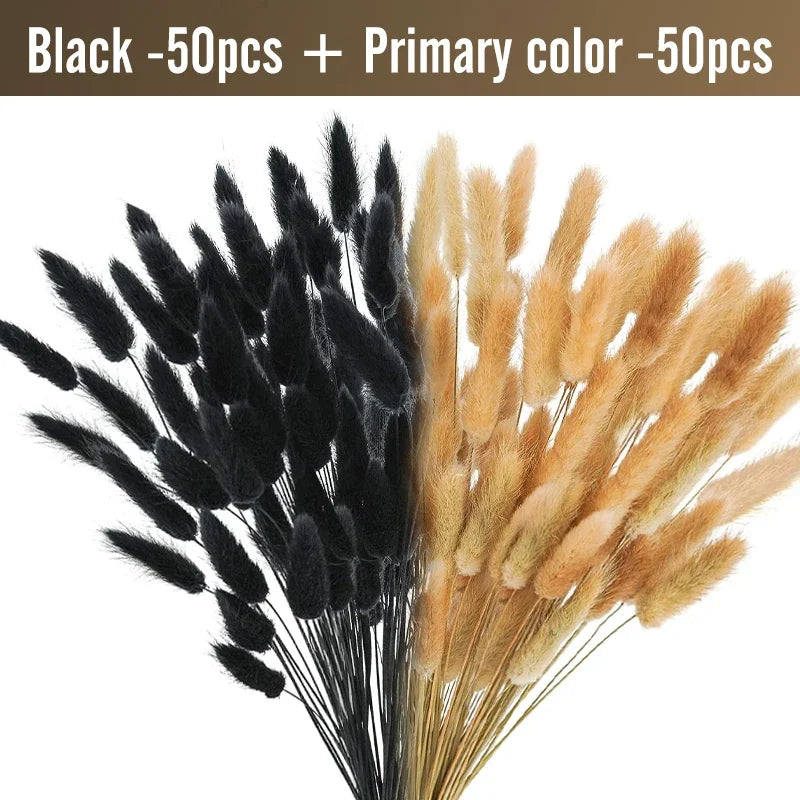 plumes séchées naturelles queue lapin décoration maison fêtes anniversaires mariage bohème rustic beige clair