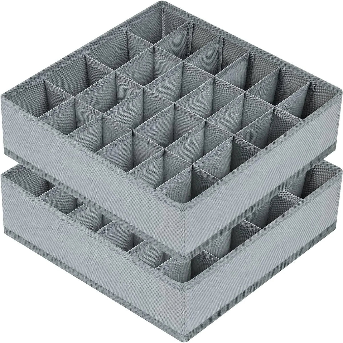 Boîte organisatrice grise avec 6 compartiments pour sous-vêtements