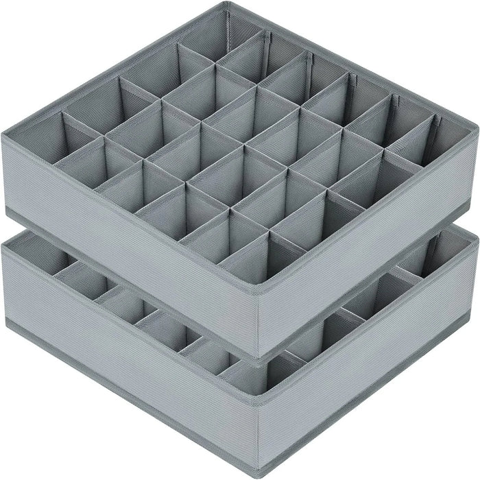 Boîte organisatrice grise avec 6 compartiments pour sous-vêtements