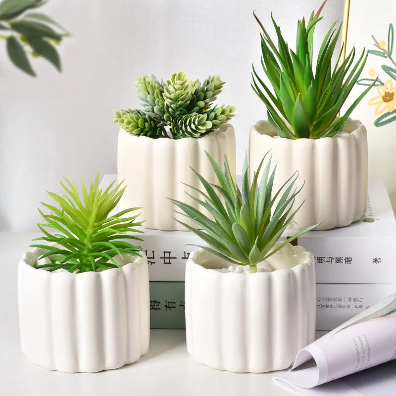 pots fleurs céramique porcelaine moderne plante verte décoration intérieure blanc relief bulles