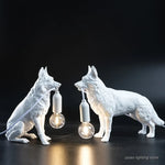 lampe poser chien réaliste détaillée blanc noir contemporaine minimaliste ampoule câble eléctrique