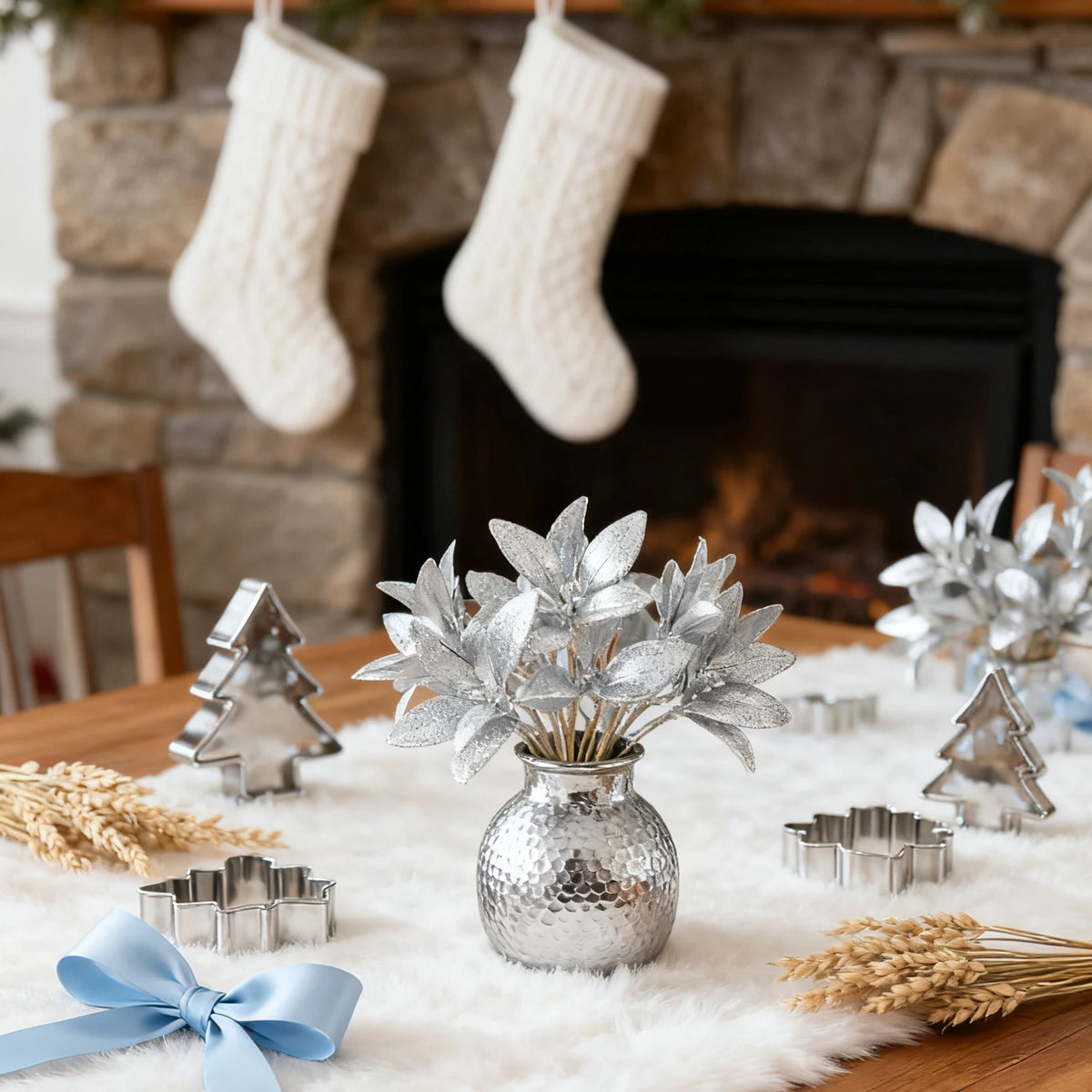 guirlande feuilles or argent decoratives exterieur anniversaire decoration noel festive
