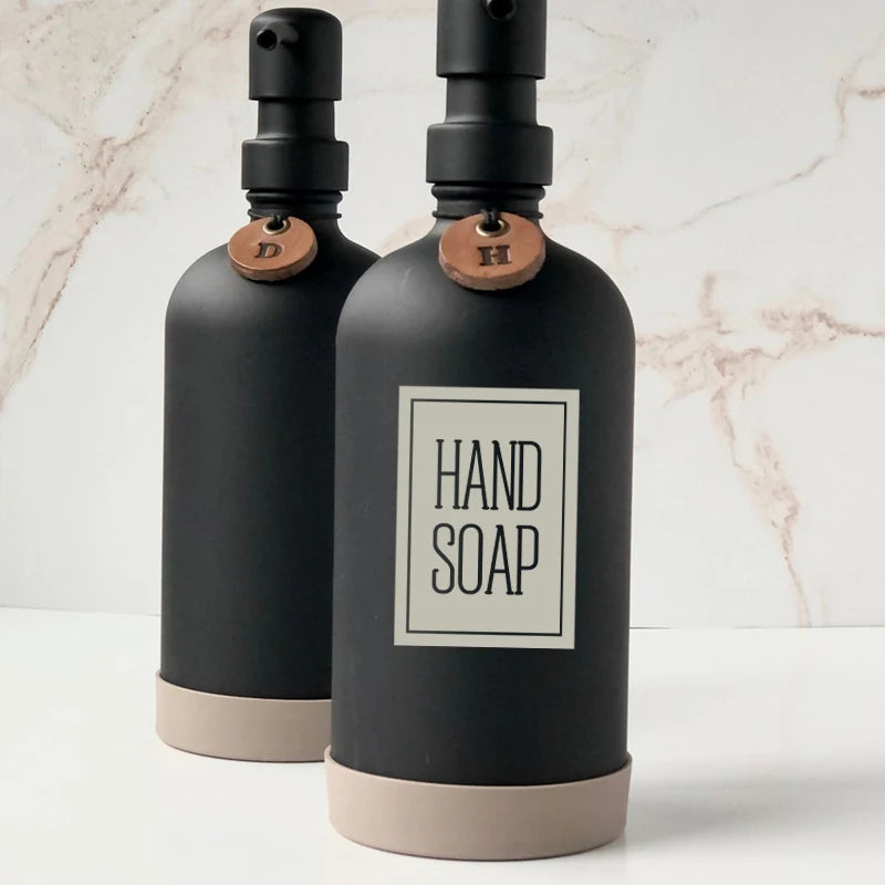 autocollant adhésif transparent distributeur savon liquide bouteille verre décoration salle bain
