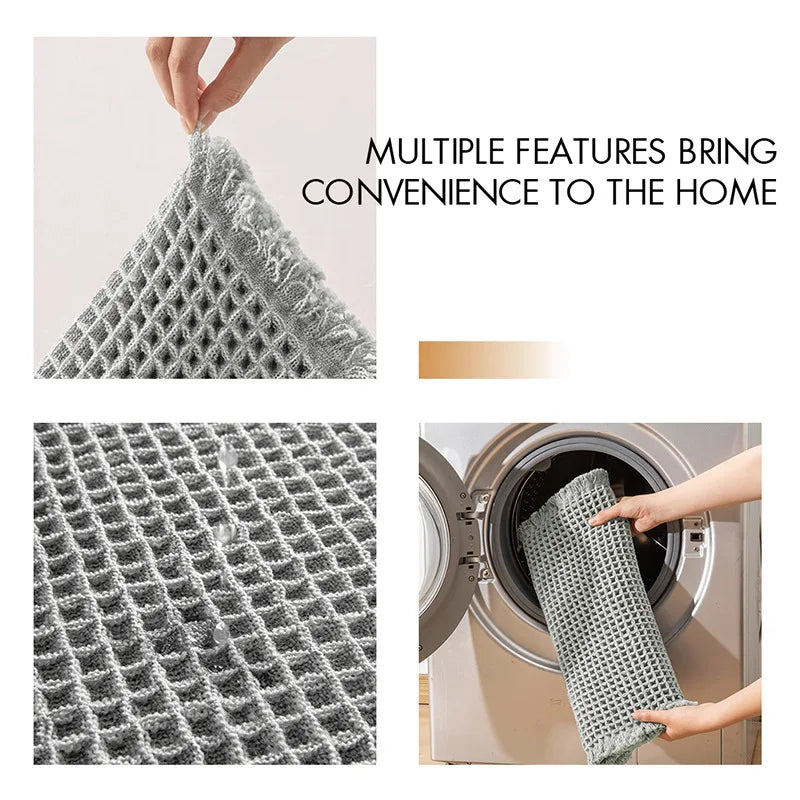 tapis bain anti dérapant microfibre gaufrée moderne beige gris absorbant entrée toilette