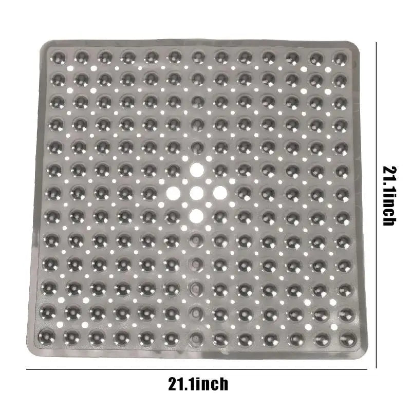 tapis bain antidérapant gris moderne perforations taches blanches opacité suction lavable machine