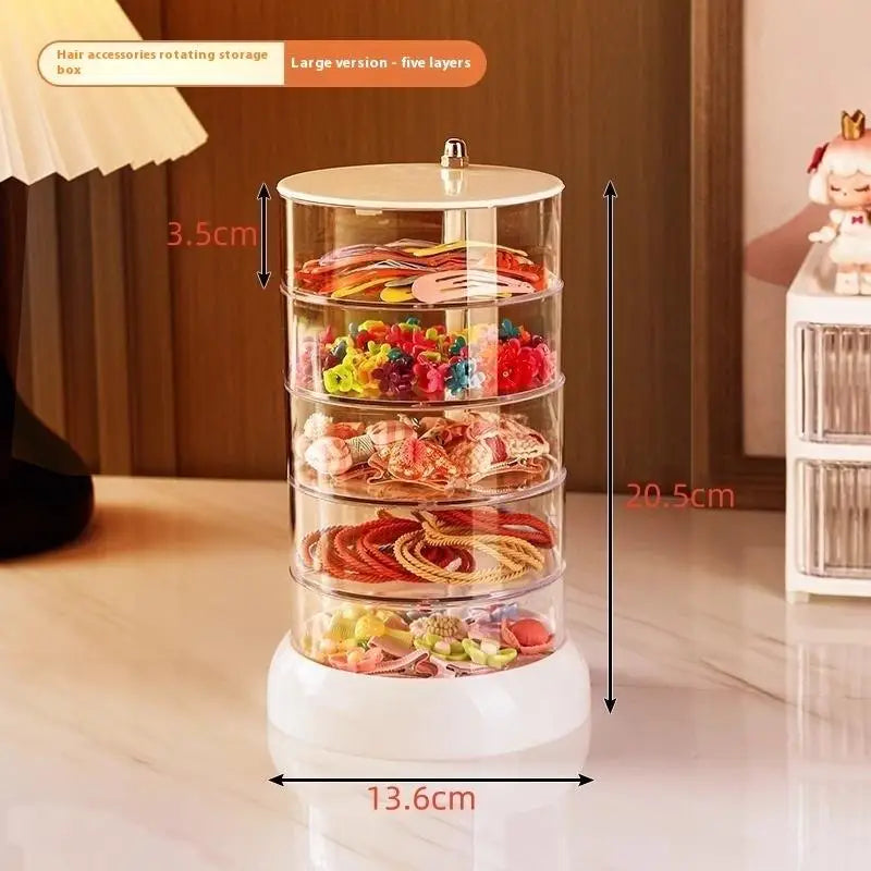présentoir rotatif multi niveaux transparent accessoires cheveux rangement moderne anneau élastique barrette pinces