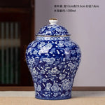 pot thé céramique bleu marine blanc fleurs dorées couvercle classique