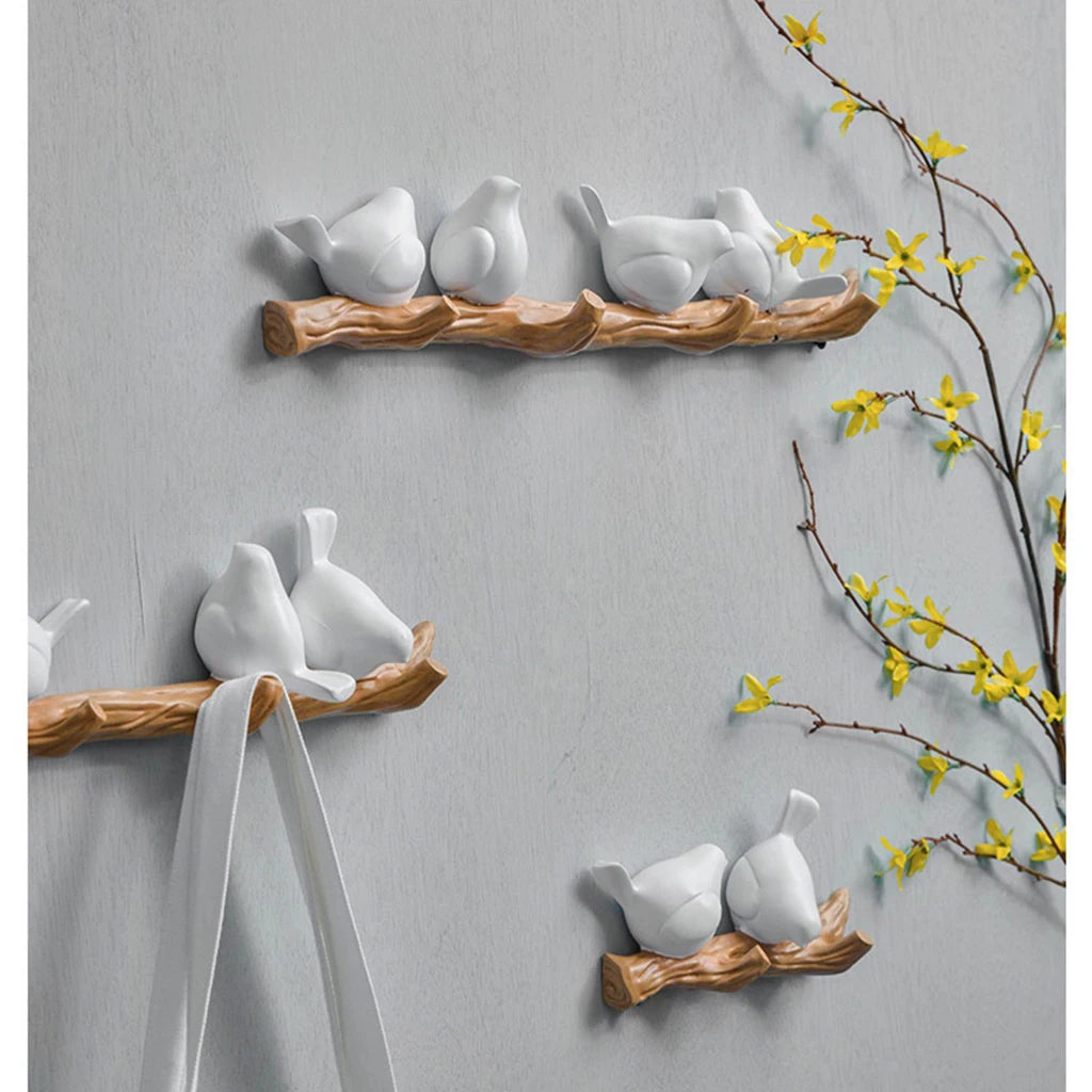 porte serviettes mural oiseaux blancs branches motifs floraux moderne adhésif serviette rose léopard sac