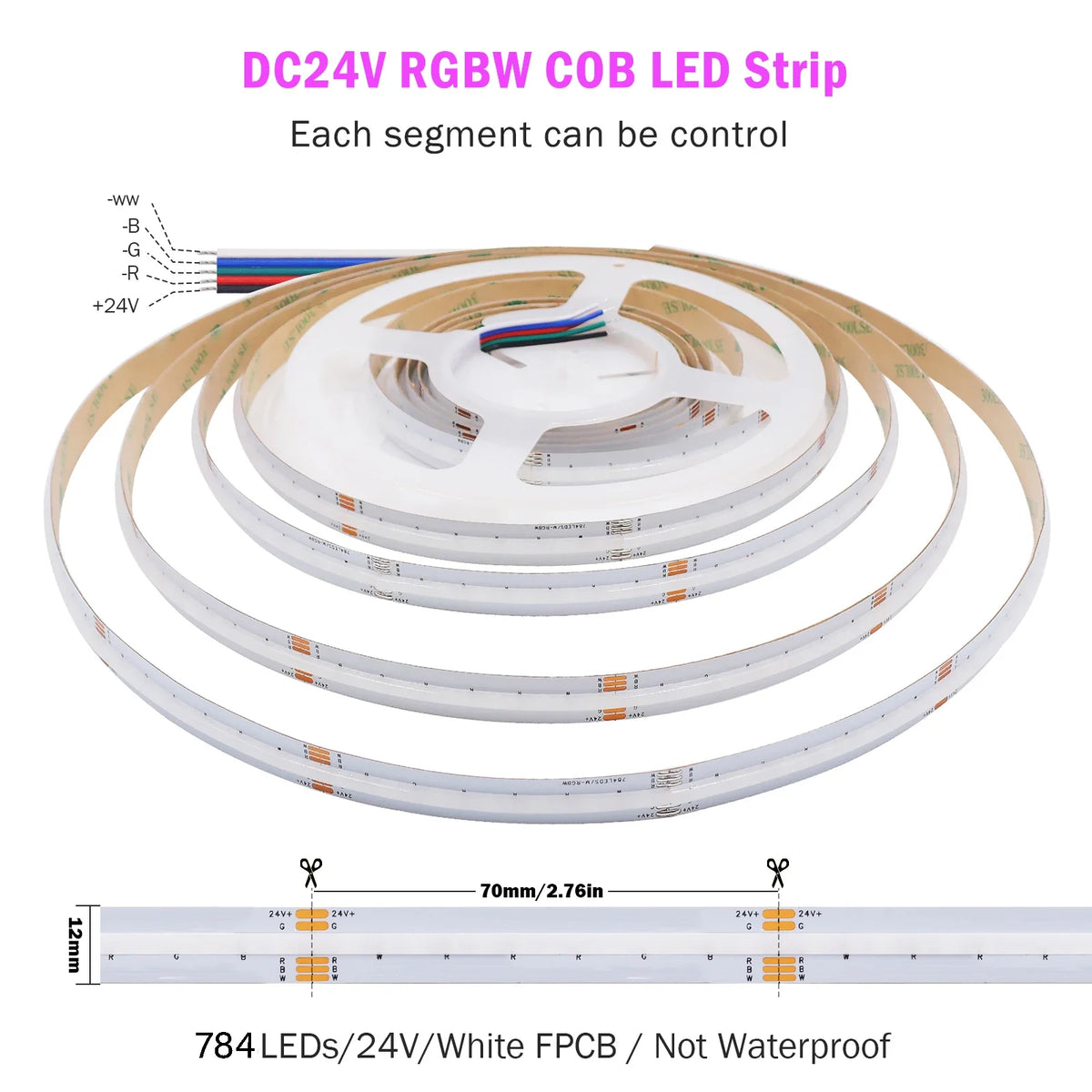 Ruban led flexible rgbw rgbww 24v 784 leds adhésif moderne salon