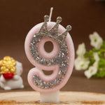 bougies chiffres rose pâle strass argenté décoratives anniversaire princesse couronne festive création