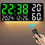 horloge murale digitale noir bleu vert compte rebours température humidité moderne lumineuse