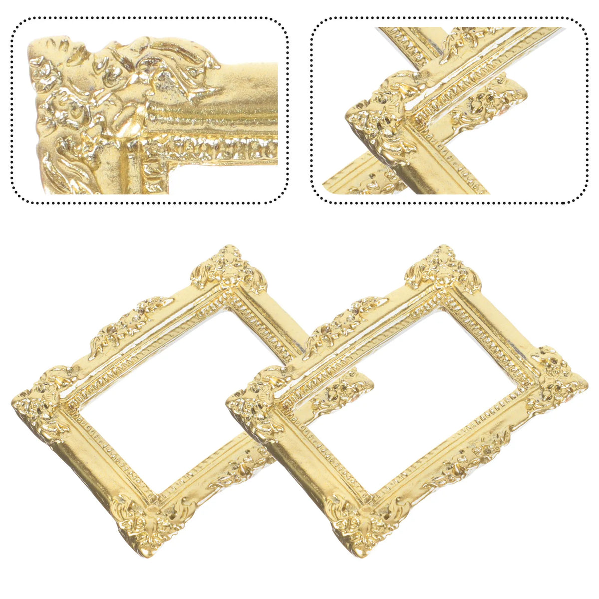 cadres photo résine or argent ornements baroques classiques miniatures DIY crafting bijoux