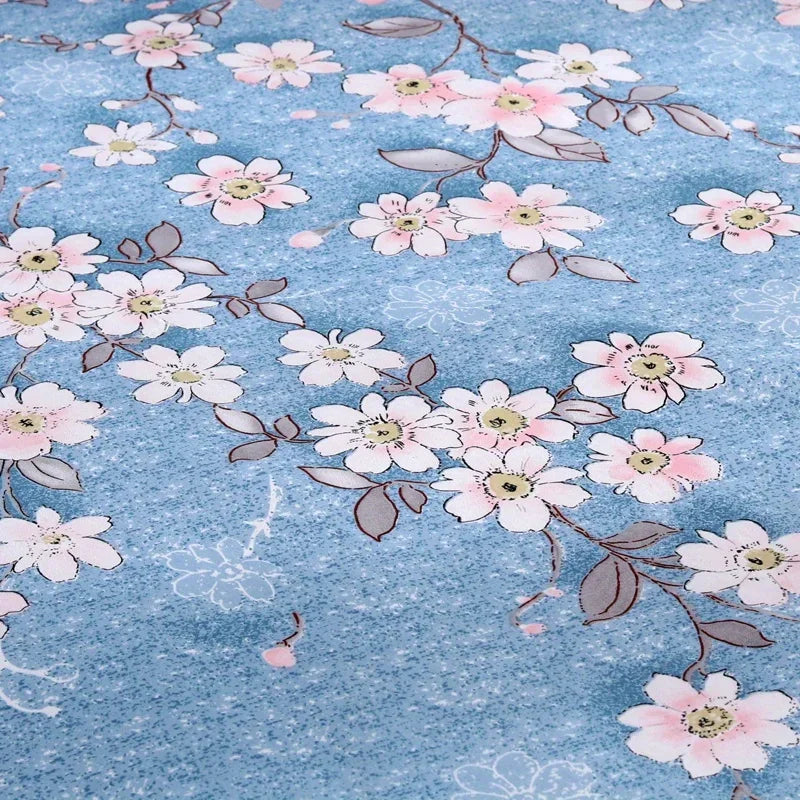 ensemble literie floral rose bleu couvre lit taies oreiller romantique feminin franges lit 150x200cm