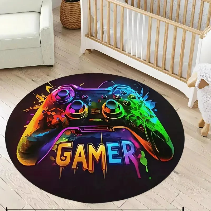 tapis rond gamer manette couleur vive moderne antidérapant polyestère extérieur intérieur chambre