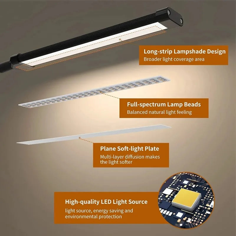 lampe led noir blanc minimaliste clip ajustable 10 niveaux luminosité rechargeable usb