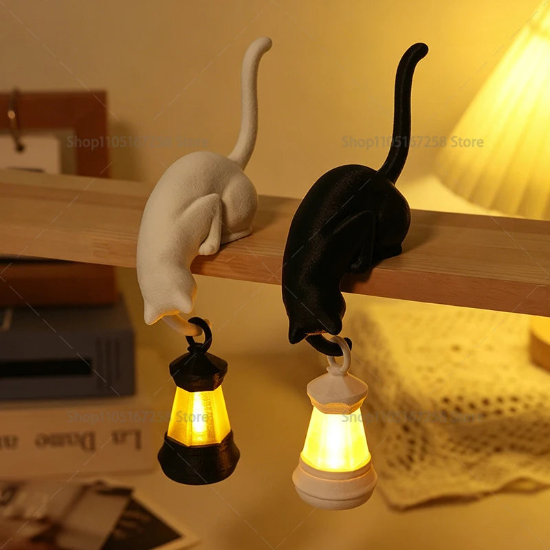 lampe table led noir blanche lanterne animal chat moderne minimaliste clips