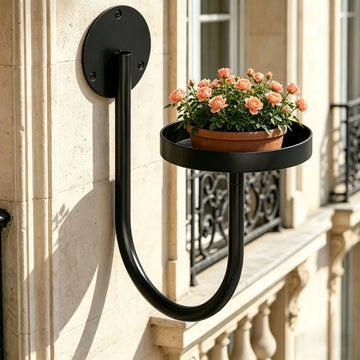 support mural plante noir moderne pot fleurs lisse durable fixations