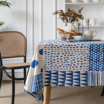 nappe bohème bleu géométrique imperméable coton polyester table extérieur hiver été printemps festive