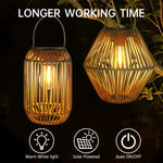 lanterne solaire marron clair tressée bambou rustique extérieur anneau suspension lumière naturelleextérieur