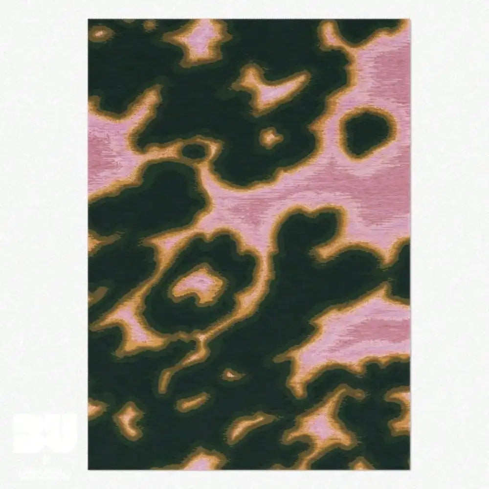 grand tapis salon moderne motif abstrait vert rose noir décoration maison intérieur