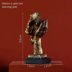 statuette or silencieux homme masqué moderne abstraite art classique hauteur 31cm largeur 11cm poids