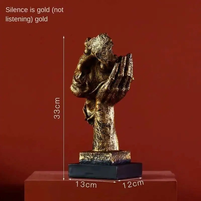 statuette or silencieux homme masqué moderne abstraite art classique hauteur 31cm largeur 11cm poids