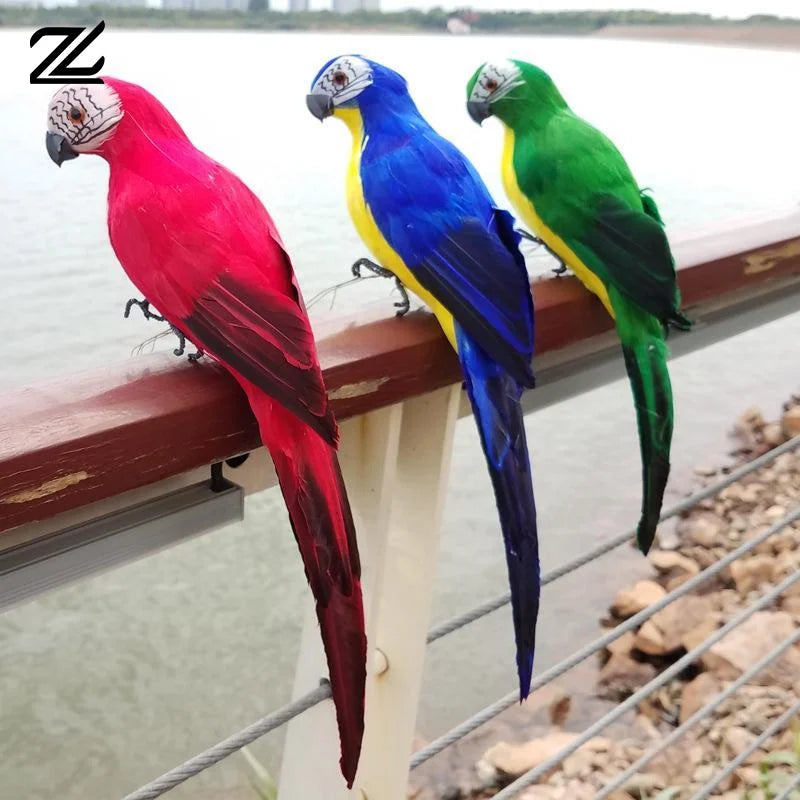 ornement oiseau perroquet rouge jaune bleu vert plumes détaillé clips réaliste jardinextérieur