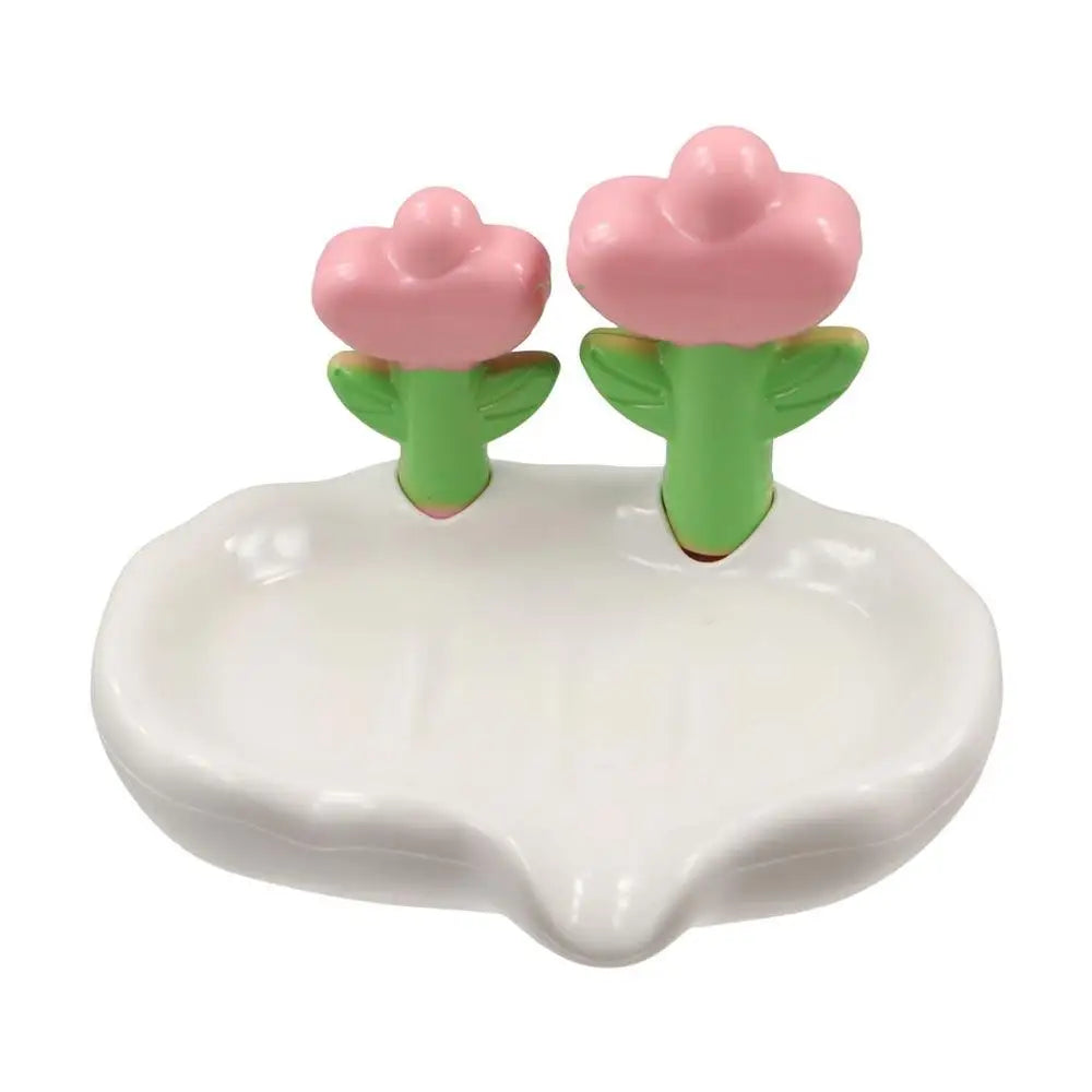 porte savon floral blanc rose fleurs stylisées moderne élégant salle bainDecoration