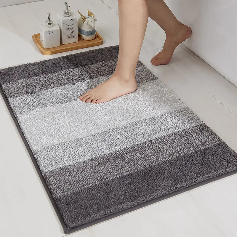 tapis bain imperméable rayures horizontales bleu marine gris moderne simple