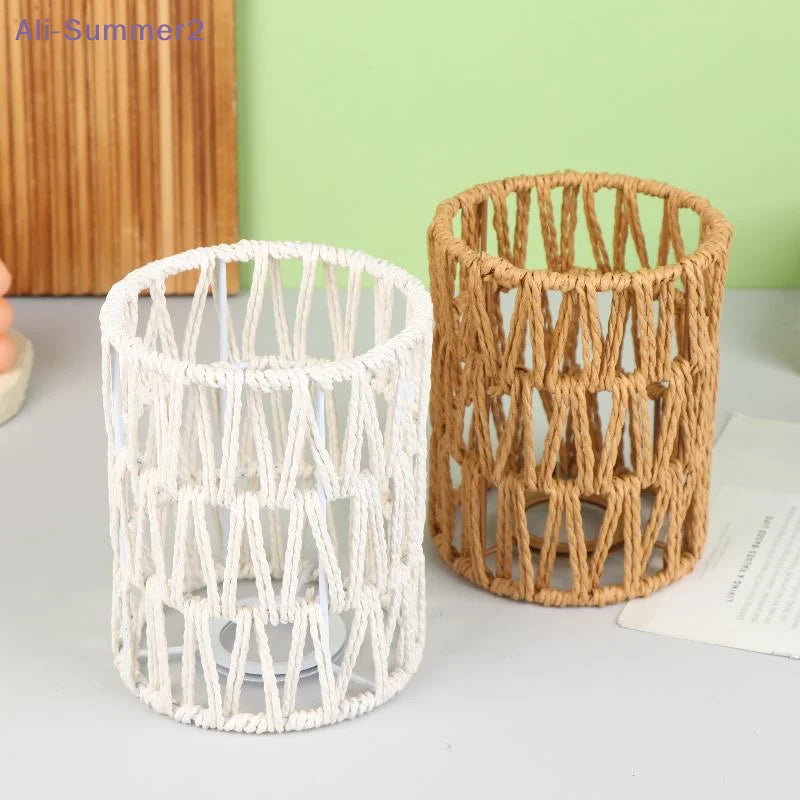 cache lampe tressé boho blanc beige rustique annuaire métalliqueintérieur abat jour moderne