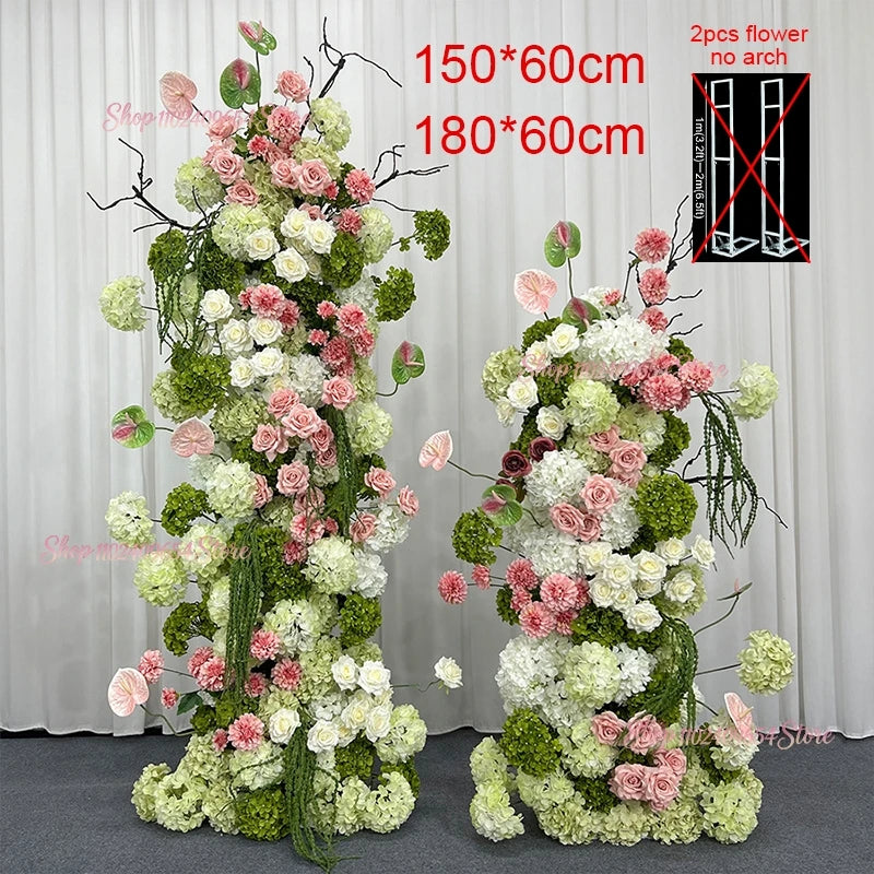 Architectures décoration florales artificielles blanches roses vertes romantiques occasionnelleextérieur mariage anniversaire