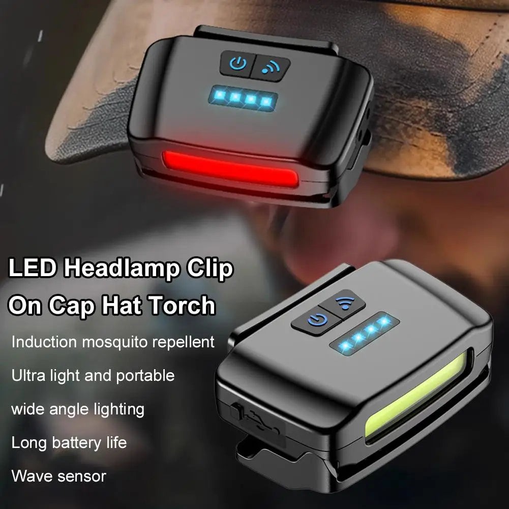lampe frontale torchon rechargeable clips camouflage noir moderne étanche pêche camping détecteur mouvement