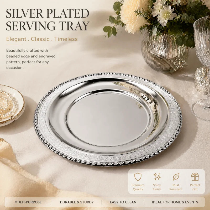 plateau decoratif argent or bord gravure delicate classique durable maison erotique