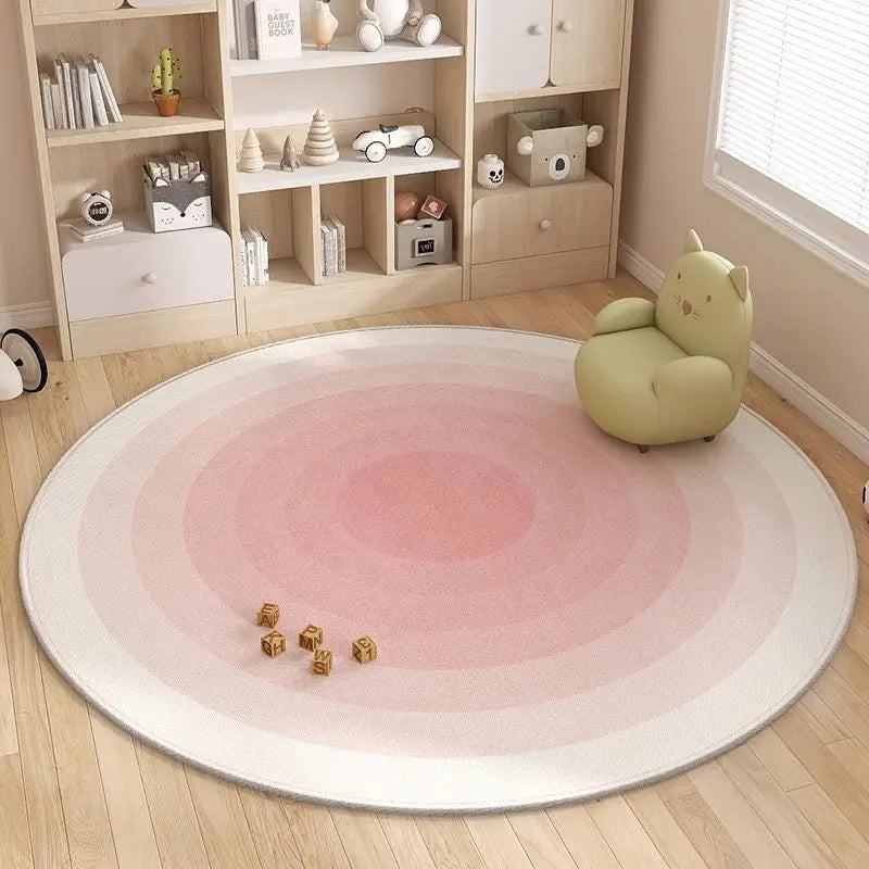 tapis rond nuage enfant moderne rose clair antidérapant 80x80cm 120x120cm salon chambre